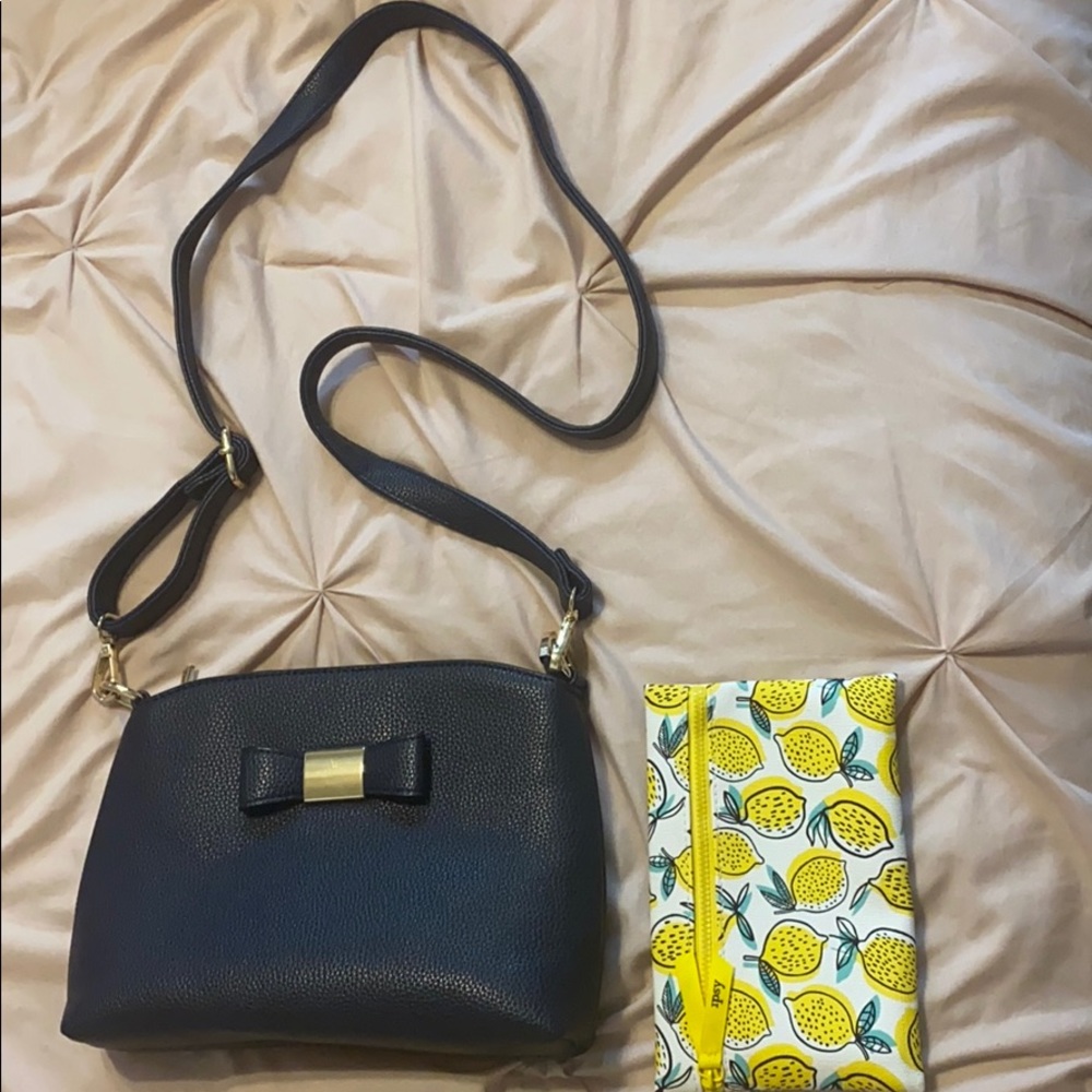 Purse Crossbody blue lemon make up bag
